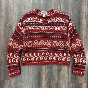 Vtg Abercrombie & Fitch Crop Long Sleeve Sweater Knit Geometric Crop Fit Small